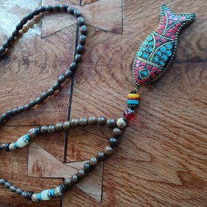 Lone Fish beaded necklace